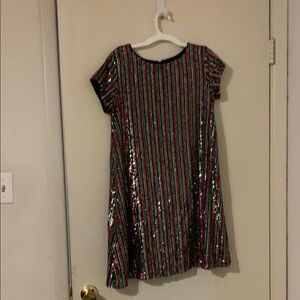 Colorful Striped Sequin Kids Dress